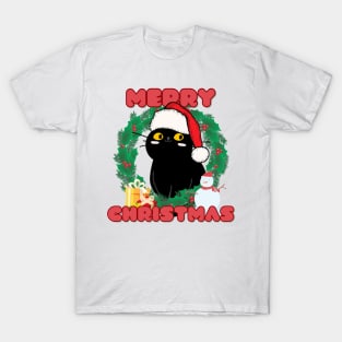 BLACK CAT WAITING FOR CHRISTMAS T-Shirt